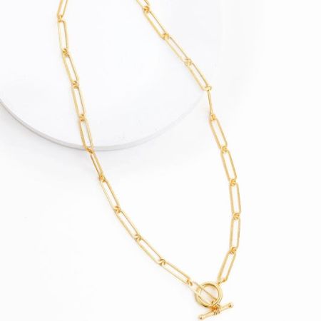 Paper Clip Chain Necklace, Brass 22k gold plated, Handmade brass jewelry